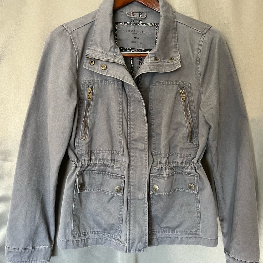 Aeropostale Canvas utility jacket Womens Med cinch waist